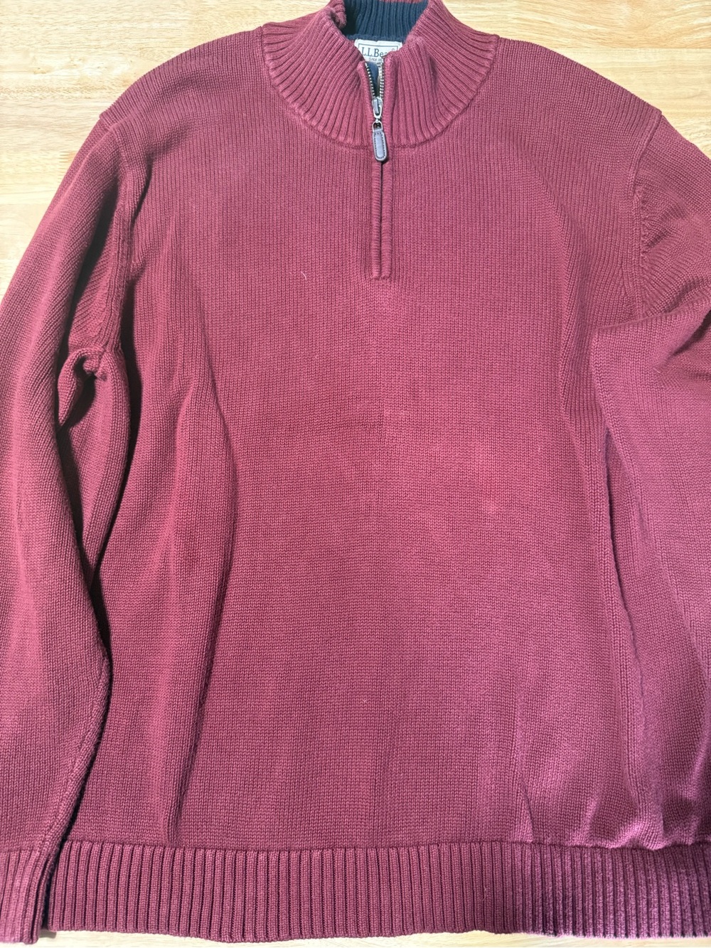Men’s L.L. Bean Quarter Zip Sweater XXL Regular Burgundy 100% Cotton Pullover
